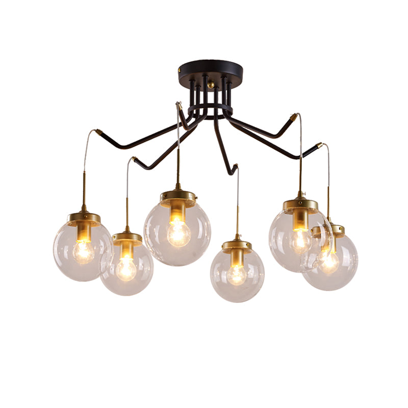 Éclairage de lustre en verre transparent Globe Classic 6/8 lumières Lumières Pendante Éclairage en noir