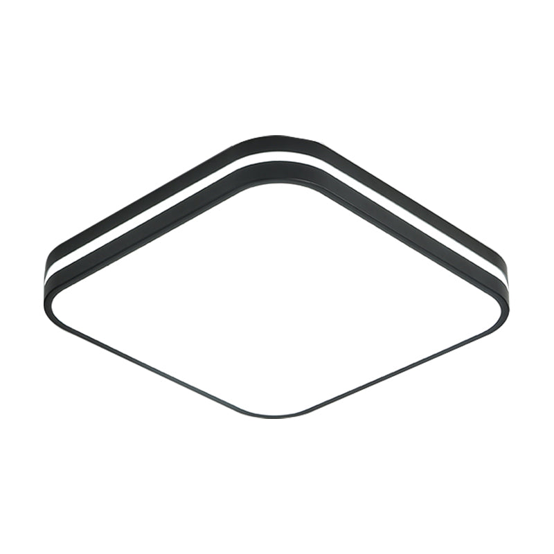 Black Square/Rectangle Flush Lighting Modern Led Acrylic Flush Mount Lamp Fixture in White Light, 16"/19.5"/25.5" Wide