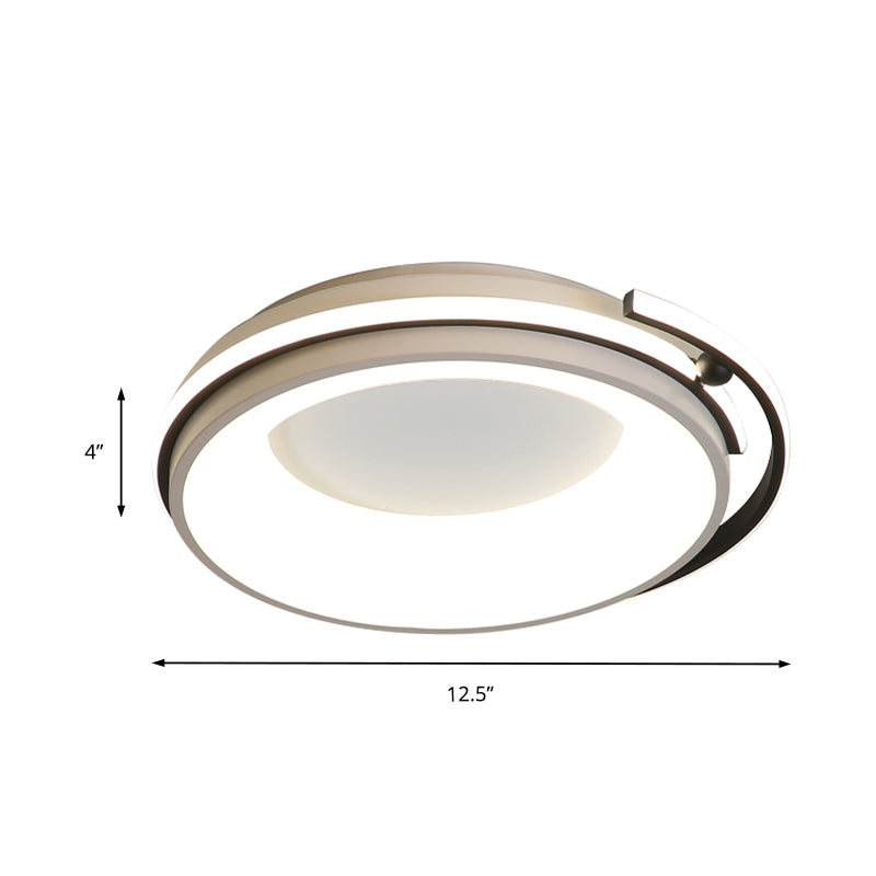 Éclairage LED encastré pour salon avec abat-jour rond en acrylique, lampe contemporaine noire/gris en lumière chaude/blanche/neutre, 12,5"/16"/21,5" de large