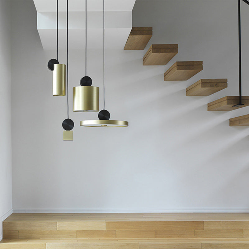 Light de plafond LED en forme géométrique Simplicité de lampe suspendue en or pour salle à manger