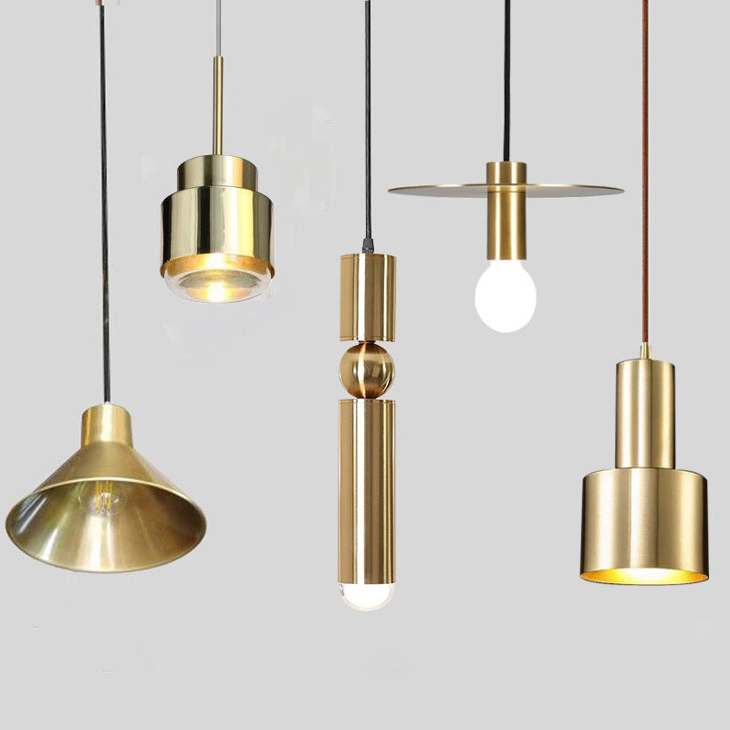 Geometrisch gevormd plafondlicht Postmodern metallic 1 hoofd Goudhangend hanglampje