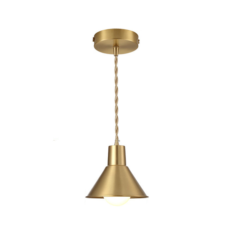 Post-Modern Geometric Shade Ceiling Light Metallic 1-Light Dining Room Pendant Light Fixture in Gold