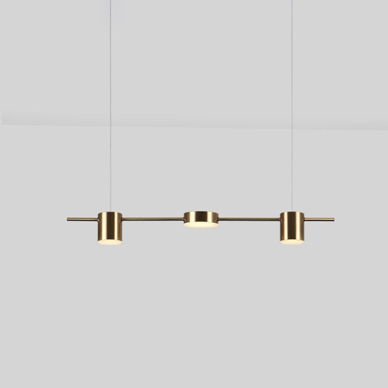 Postmodern Linear Shaped LED Pendant Light Metallic Dining Room Hanging Island Light