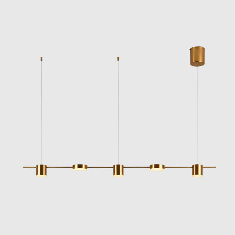 Postmodern Linear Shaped LED Pendant Light Metallic Dining Room Hanging Island Light