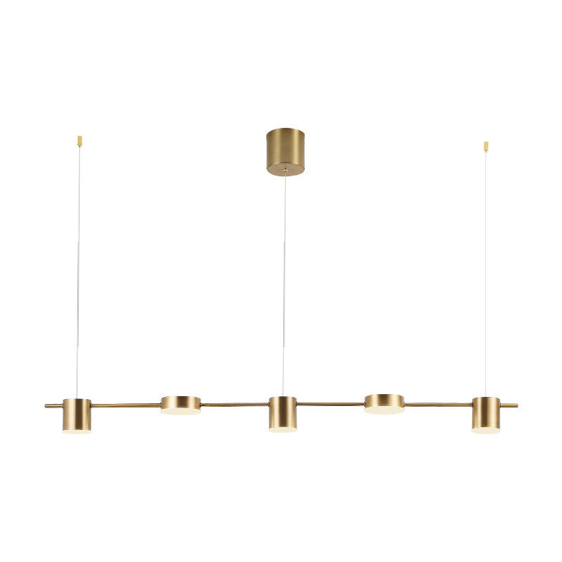 Postmodern Linear Shaped LED Pendant Light Metallic Dining Room Hanging Island Light