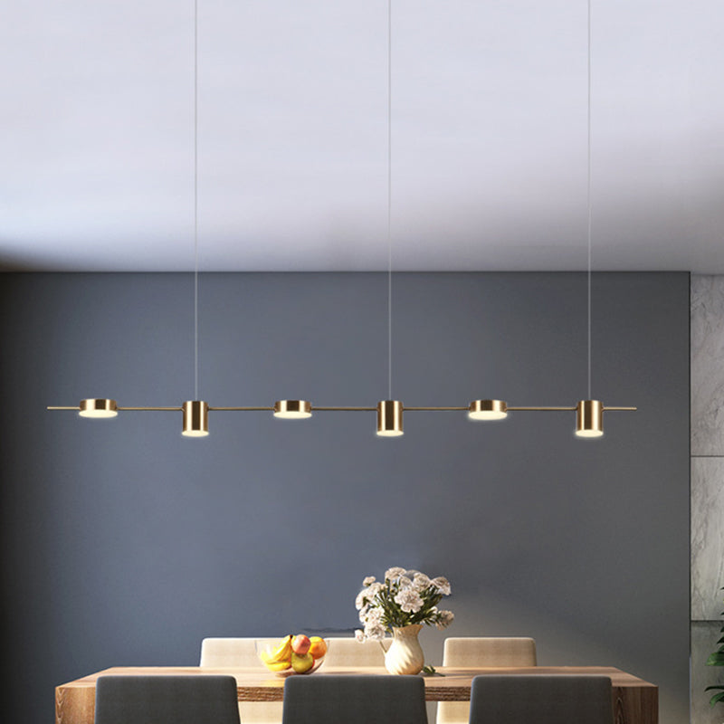 Postmodern Linear Shaped LED Pendant Light Metallic Dining Room Hanging Island Light