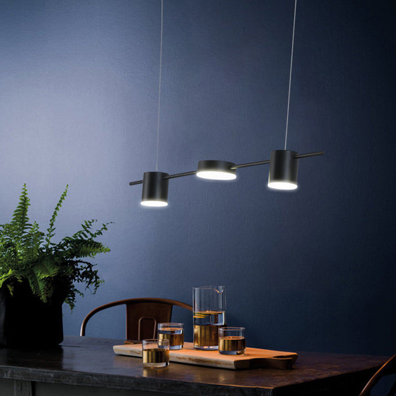 Postmodern Linear Shaped LED Pendant Light Metallic Dining Room Hanging Island Light