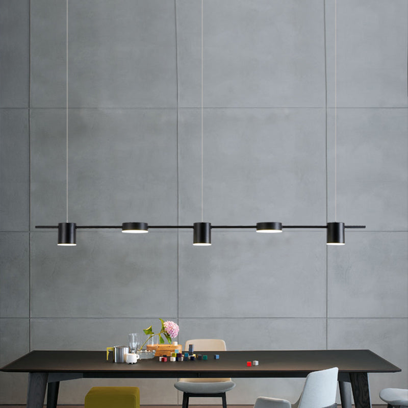 Postmodern Linear Shaped LED Pendant Light Metallic Dining Room Hanging Island Light