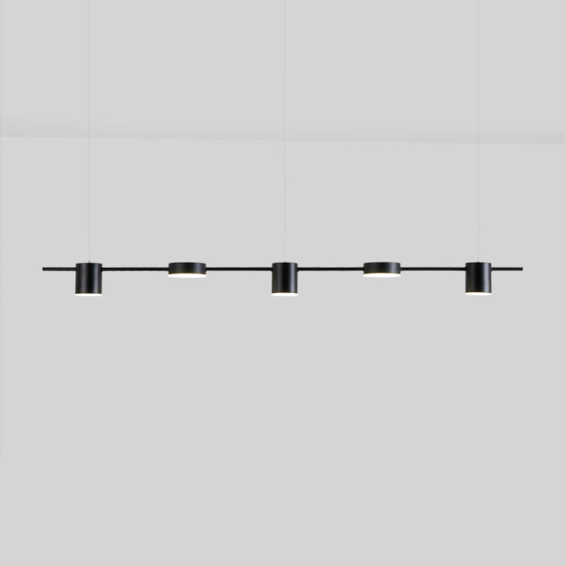 Postmodern Linear Shaped LED Pendant Light Metallic Dining Room Hanging Island Light