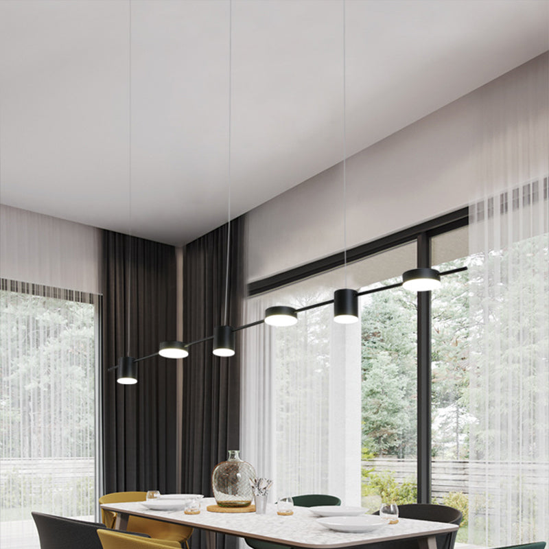 Postmodern Linear Shaped LED Pendant Light Metallic Dining Room Hanging Island Light