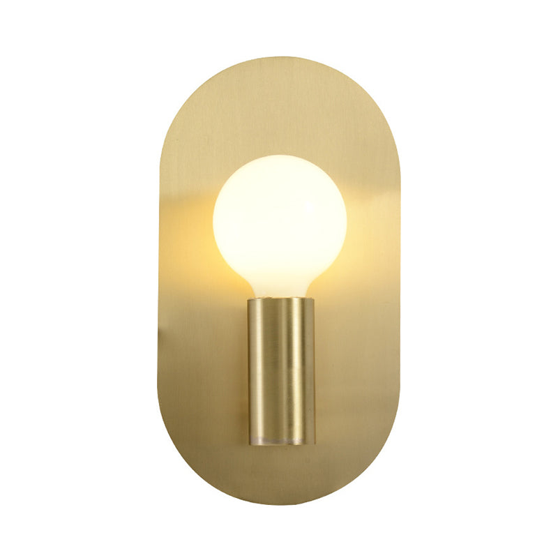 Oval Shaped Metallic Wall Light Fixture Postmodern Style 1-Light Brass Wall Mounted Lamp
