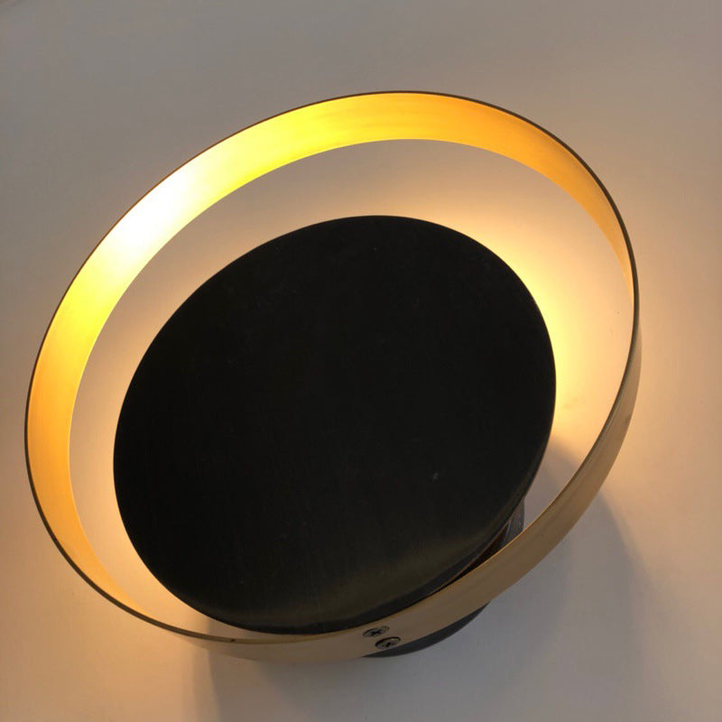 Black Ring Shaped Wall Mount Light Post-Modern Metallic LED Wall Mounted Lamp for Living Room