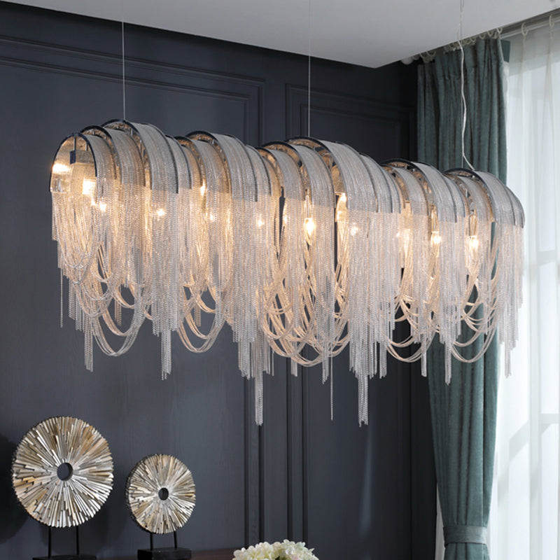 Aluminum Tassel Chain Island Pendant Lighting Postmodern Style 4/6Bulbs Ceiling Light