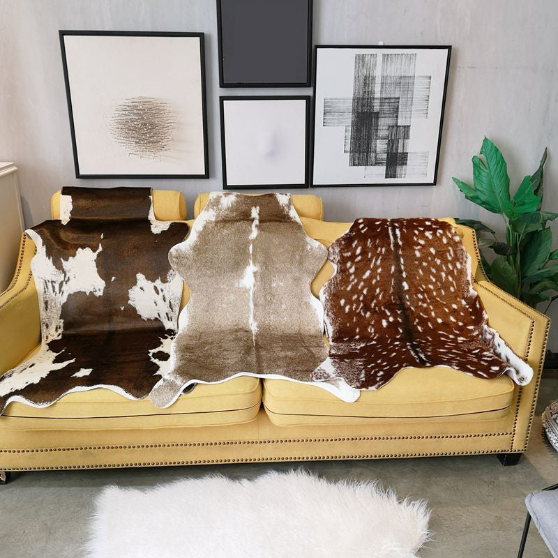 Multicolor Faux Animal Haut Teppichsynthetik Skandinavischer Teppich waschbarer Haustierfreundlicher Anti-Rutsch-Rückenenteppich für die Heimdekoration