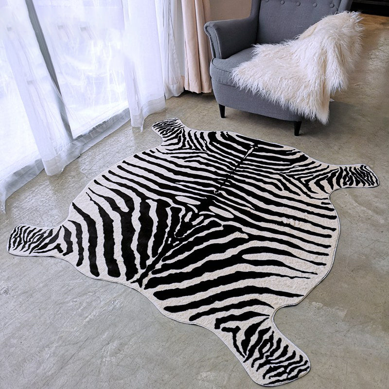 Irregular-Shape Animal Fur Rug Multi Color Scandinavian Rug Polyester Non-Slip Backing Stain Resistant Washable Carpet for Home