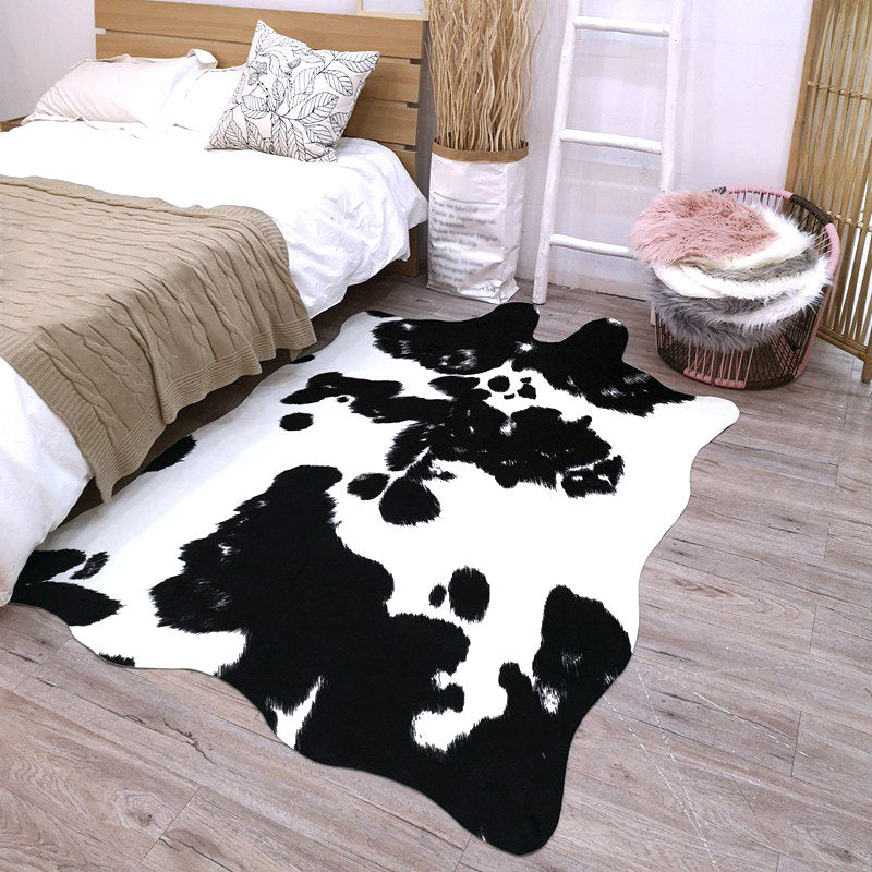 Irregular-Shape Animal Fur Rug Multi Color Scandinavian Rug Polyester Non-Slip Backing Stain Resistant Washable Carpet for Home