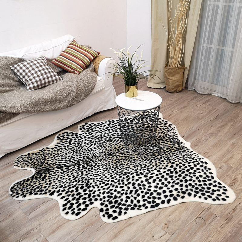 Irregular-Shape Animal Fur Rug Multi Color Scandinavian Rug Polyester Non-Slip Backing Stain Resistant Washable Carpet for Home