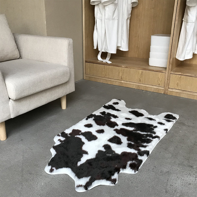 Fancy Cow Skin Print Rug zwart-wit modern tapijt synthetisch machine wasbare vlekbestendig niet-slip tapijt voor kamer