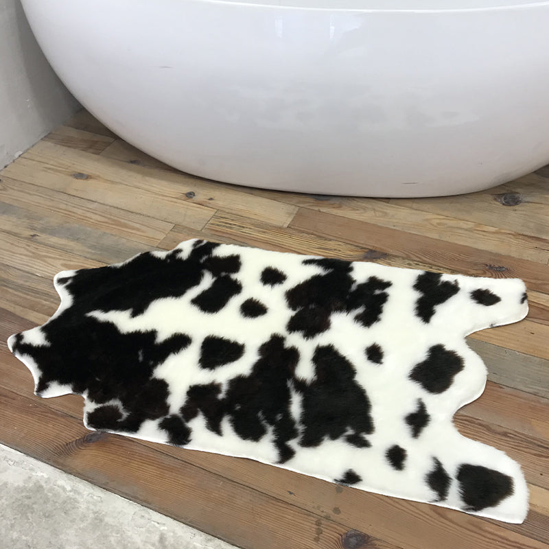 Fancy Cow Skin Print Rug zwart-wit modern tapijt synthetisch machine wasbare vlekbestendig niet-slip tapijt voor kamer
