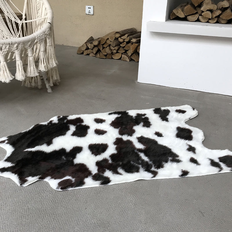 Fancy Cow Skin Print Rug zwart-wit modern tapijt synthetisch machine wasbare vlekbestendig niet-slip tapijt voor kamer