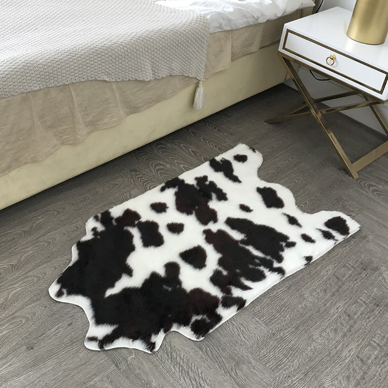 Fancy Cow Skin Print Rug zwart-wit modern tapijt synthetisch machine wasbare vlekbestendig niet-slip tapijt voor kamer