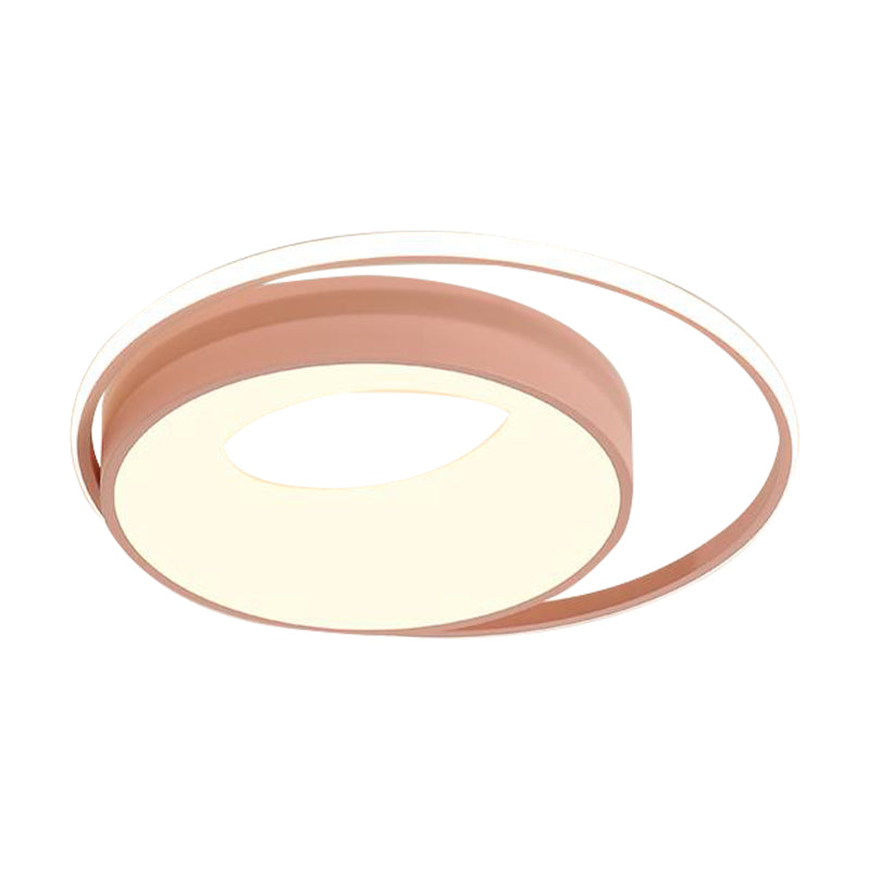 Lámpara de techo empotrada acrílica redonda moderna Led blanca/rosa/azul con luz cálida/blanca/neutra, 16 "/19,5" de ancho