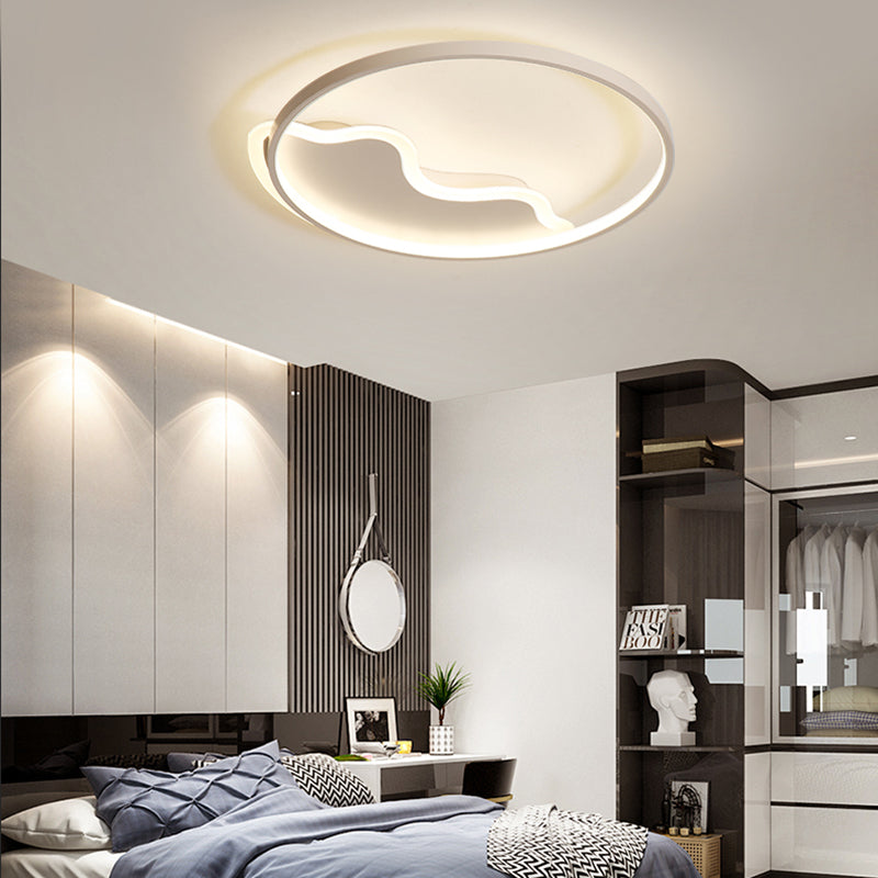 Ring Flush Mount Lamp Contemporary Acrylic White/Pink/Blue Led Flush Mount Light for Bedroom in Warm/White Light, 18"/21.5" Wide