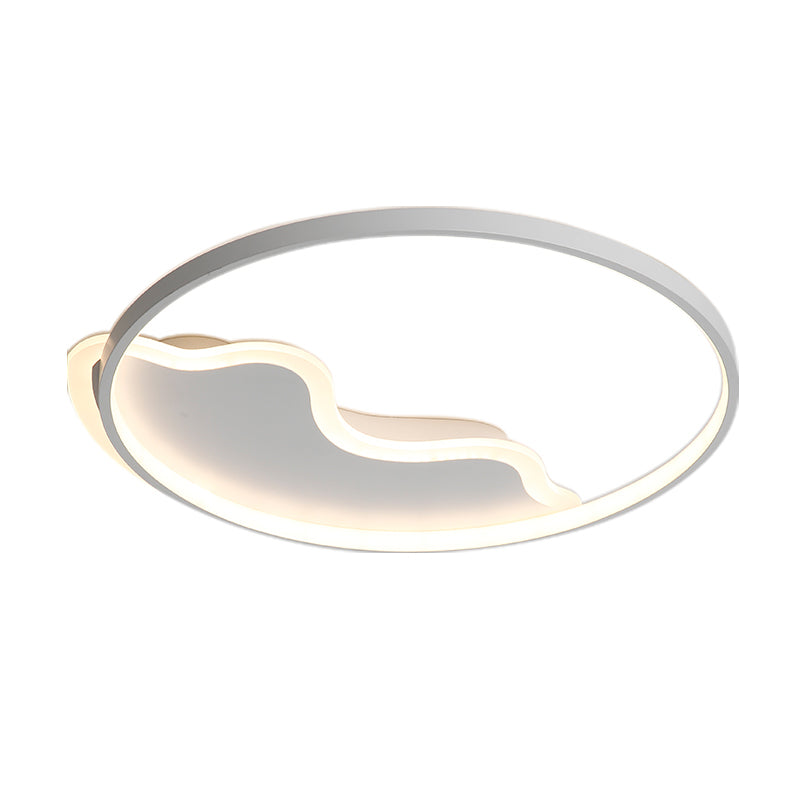 Ring Flush Mount Lamp Contemporary Acrylic White/Pink/Blue Led Flush Mount Light for Bedroom in Warm/White Light, 18"/21.5" Wide