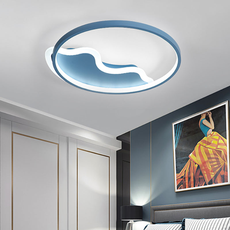 Ring Flush Mount Lamp Contemporary Acrylic White/Pink/Blue Led Flush Mount Light for Bedroom in Warm/White Light, 18"/21.5" Wide