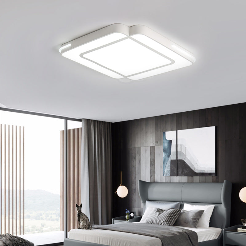 Modern Led Flush Lighting with Acrylic Shade Black/White Square Flush Mount Light Fixture in White Light, 16"/19.5"/23.5" Wide
