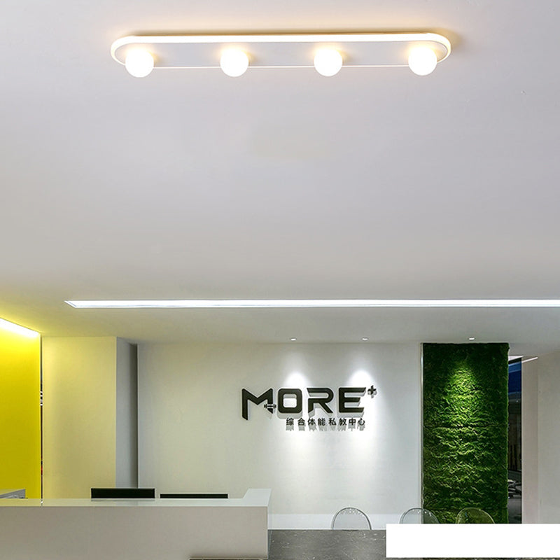 Rechthoekige Acryl Semi Flush Mount Modernist 3/4/6 Licht Wit Led Semi Flush Light Fixture in Wit/Warm Licht