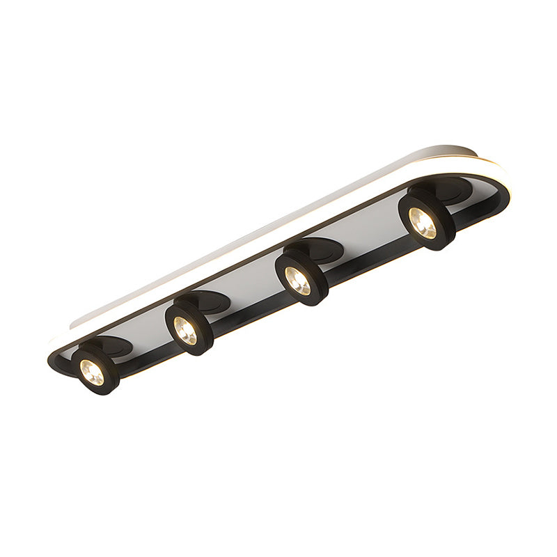 Rectangular Flush Lighting Modern Acrylic 4/6/8 Lights Black Flush Ceiling Lamp in Warm/White Light for Living Room