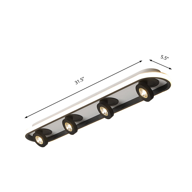 Rectangular Flush Lighting Modern Acrylic 4/6/8 Lights Black Flush Ceiling Lamp in Warm/White Light for Living Room