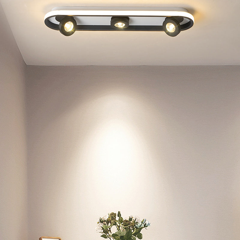 Rectangular Flush Lighting Modern Acrylic 4/6/8 Lights Black Flush Ceiling Lamp in Warm/White Light for Living Room