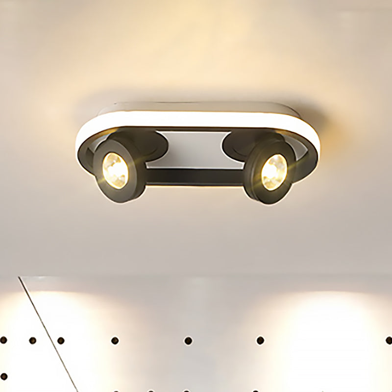 Rectangular Flush Lighting Modern Acrylic 4/6/8 Lights Black Flush Ceiling Lamp in Warm/White Light for Living Room