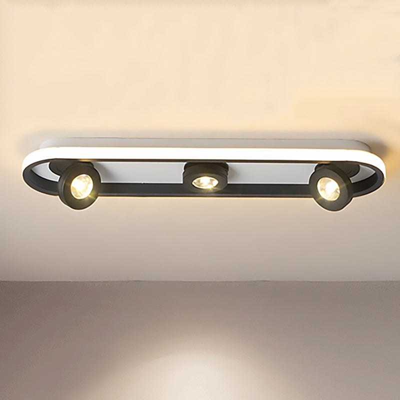 Rectangular Flush Lighting Modern Acrylic 4/6/8 Lights Black Flush Ceiling Lamp in Warm/White Light for Living Room