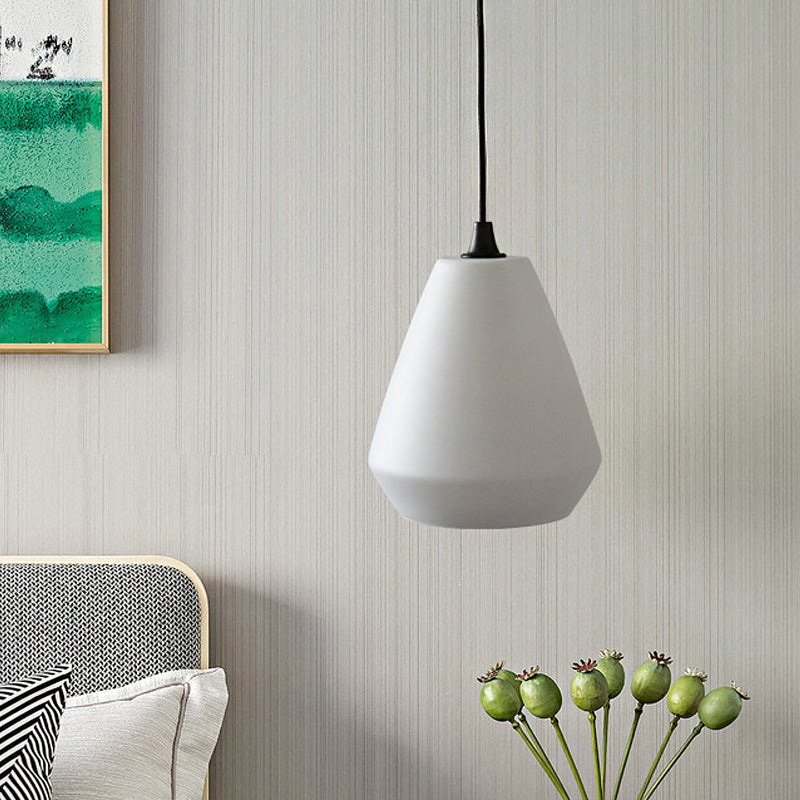 Diamond Suspension Pendant Modernist Cream/Amber/Smoke Glass 1 Light Hanging Lamp Fixture for Dining Room