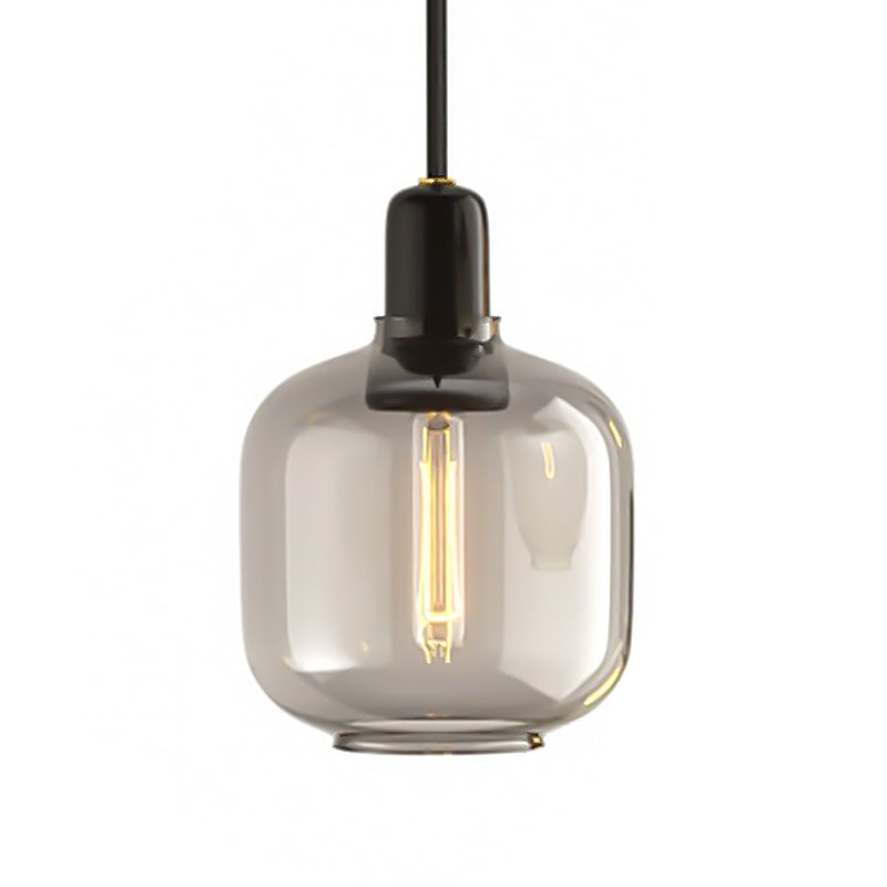 Modernistischer Zylinder Anhänger Bernstein/Rauchglas 1 Leichte Wohnzimmerhänge Deckenlampe, 4,5 "/6,5" breit