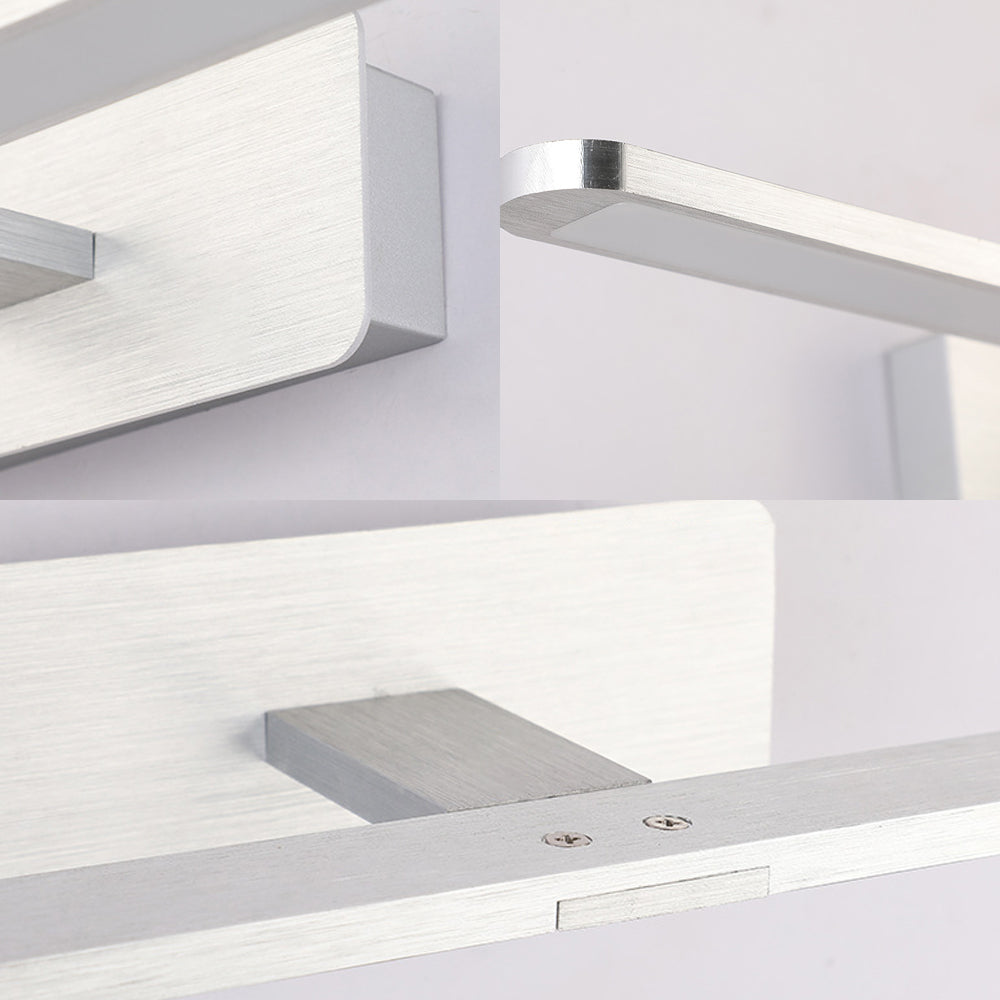 Linear Metal Wall Sconce Lamp Modernist Led 19.5"/23.5"/34" Wide Silver/Nickle Wall Mounted Vanity Light Fixture in White/Warm Light