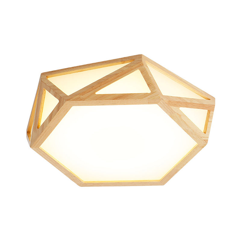 16"/19.5"/23.5" Wide Geometric Flush Mount Nordic Wood Beige LED Flush Mount Lamp for Living Room
