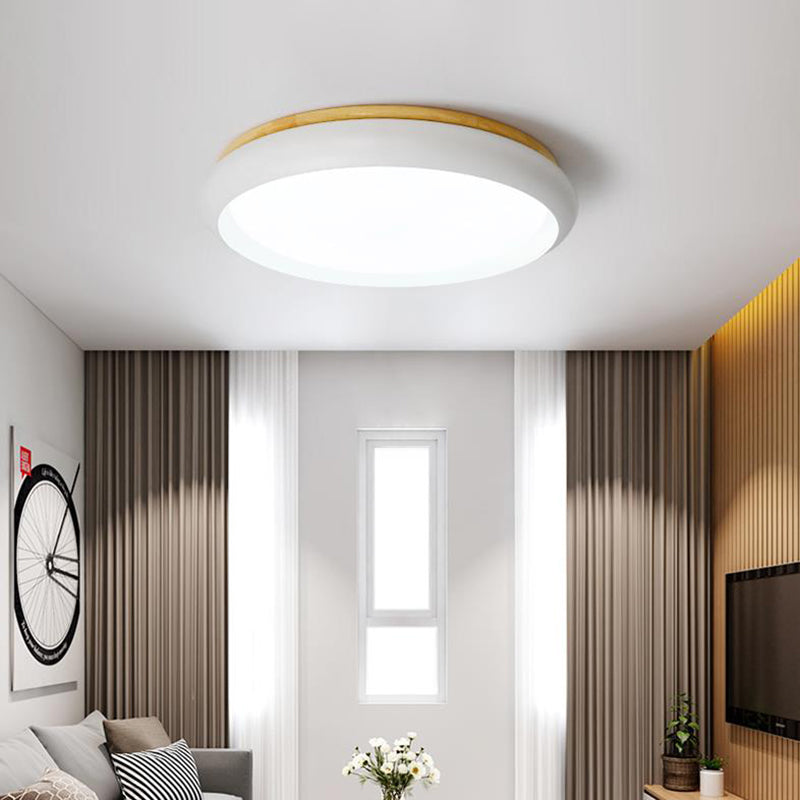 Lampada da incasso a tamburo con diametro di 18"/21,5" in legno macaron, lampada a LED bianca/rosa/verde con montaggio a incasso in luce bianca/calda/naturale