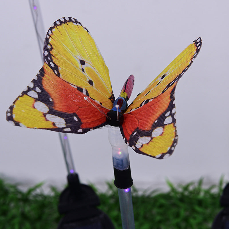 Plastic Butterfly Shaped Solar Ground Light Art Decor Clear LED Stake Lighting for Garden