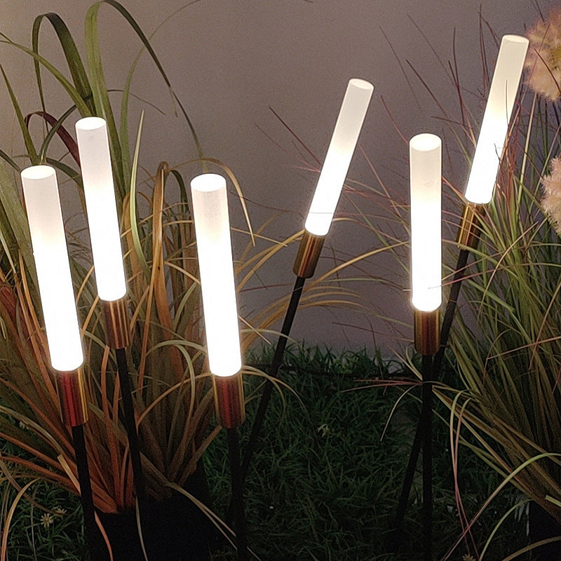 Tube Shaped Acrylic LED Stake Light Simplicity Black Landscape Lighting for Courtyard