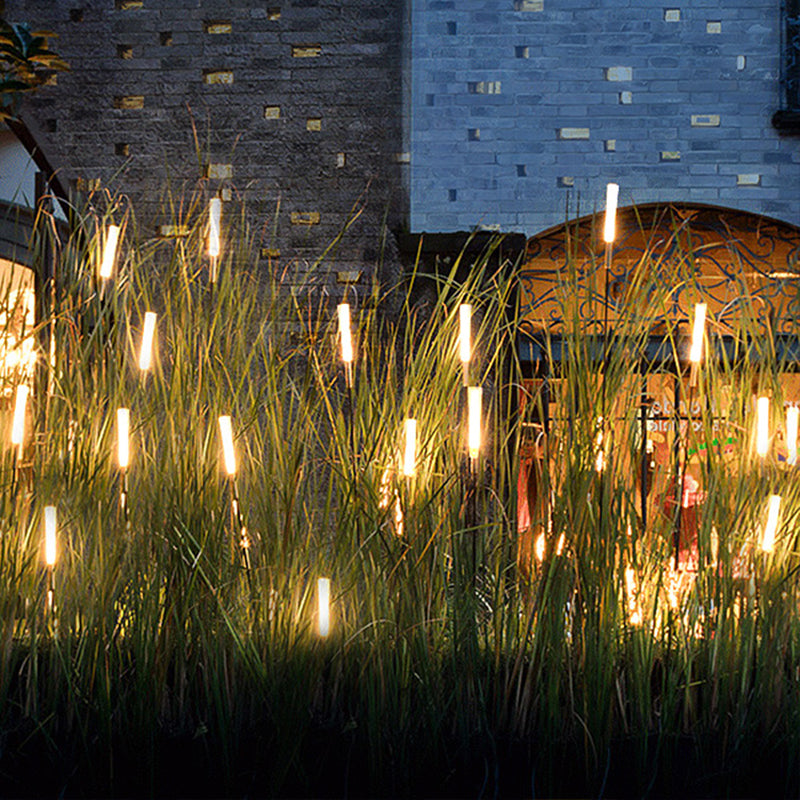Minimalism Reed Shaped Ground Lighting Acrylic Courtyard LED Landscape Light in Black, 10 Pcs
