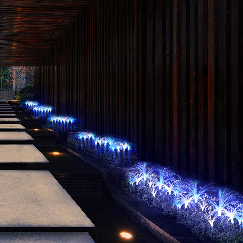 5 Pcs Reed Shaped LED Lawn Light Decorative Optical Fiber Garden Landscape Lighting in Black