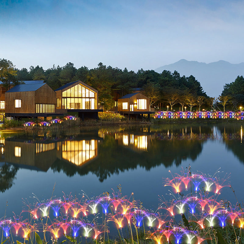 5 Pcs Reed Shaped LED Lawn Light Decorative Optical Fiber Garden Landscape Lighting in Black