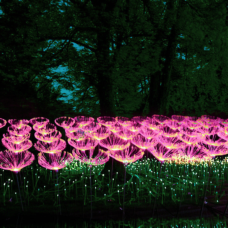 5 Pcs Jellyfish Courtyard LED Lawn Lighting Stainless-Steel Artistic Solar Stake Light in Black