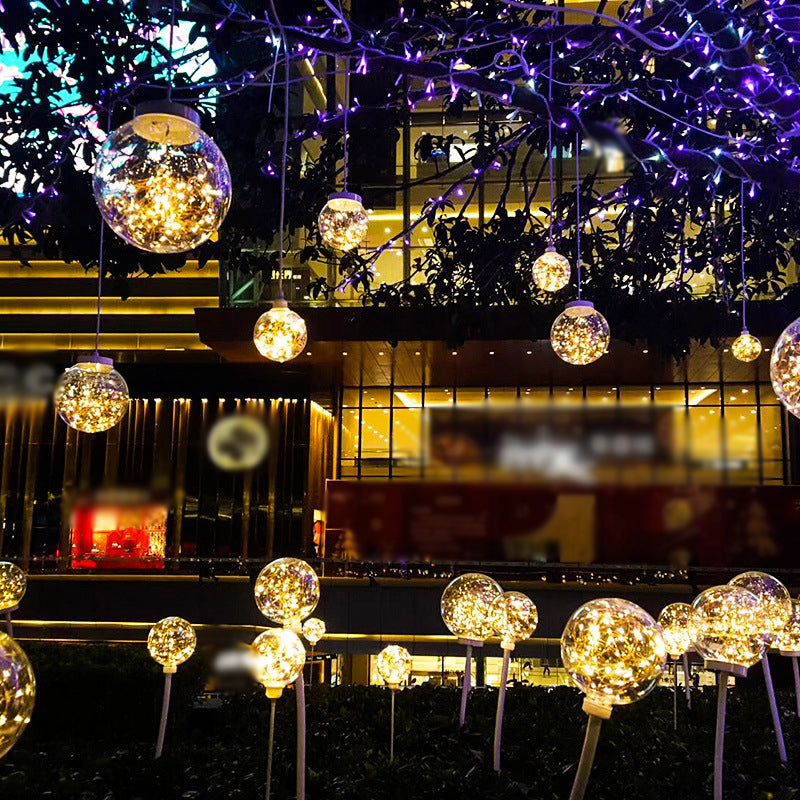 Art Decor Sphere Ground Light Stainless-Steel Courtyard LED Stake Lighting, Warm Light