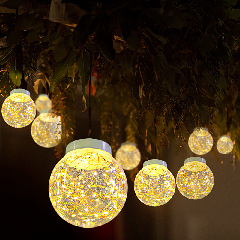 Art Decor Sphere Ground Light Stainless-Steel Courtyard LED Stake Lighting, Warm Light