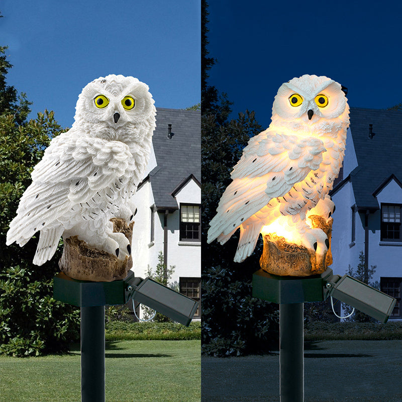 Owl Shaped Courtyard Solar Ground Lighting Resin Contemporary LED Landscape Light